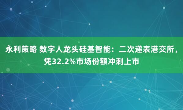 永利策略 数字人龙头硅基智能：二次递表港交所，凭32.2%市场份额冲刺上市
