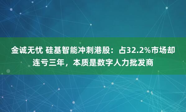 金诚无忧 硅基智能冲刺港股：占32.2%市场却连亏三年，本质是数字人力批发商